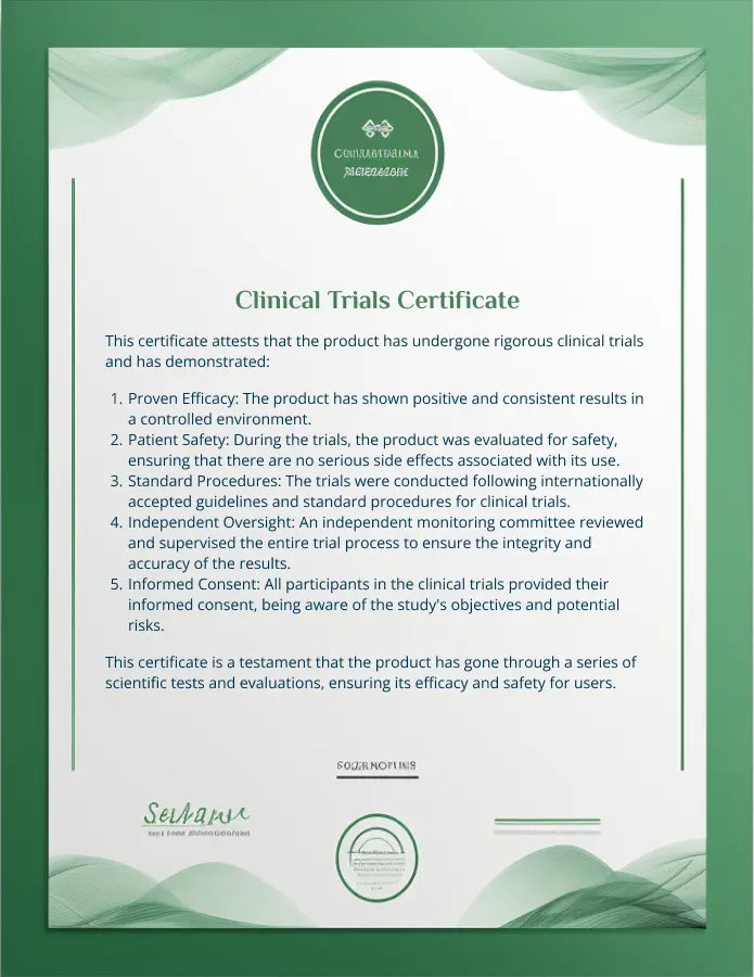 Certificate of Clinical Trials Completion