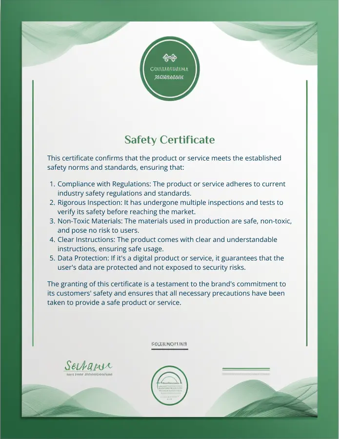 Safety Certificate presented